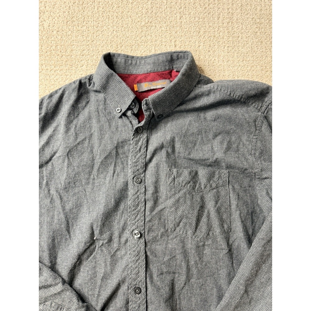 Ben Sherman Men's Button Down Shirt Gray‎ Pattern Long Sleeve Size L